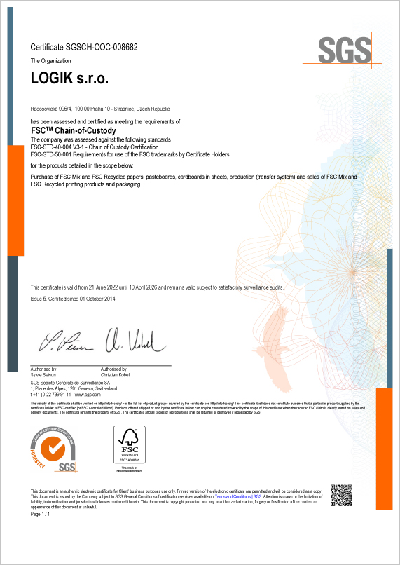 aktuální certifikát FSC